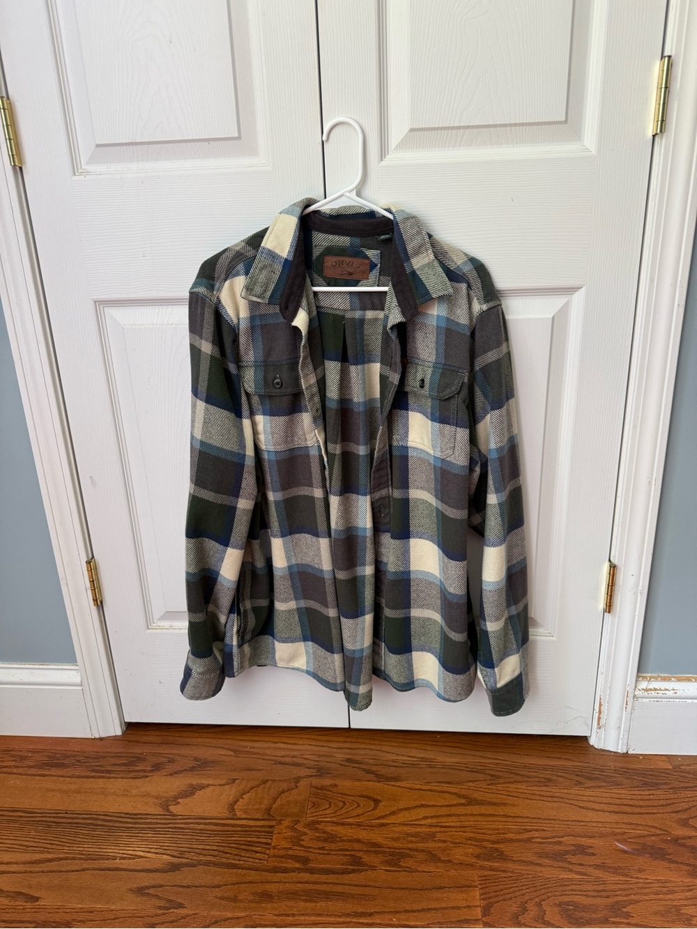 Orvis Plaid Fleece-Lined Jacket in Green, Blue & Cream
